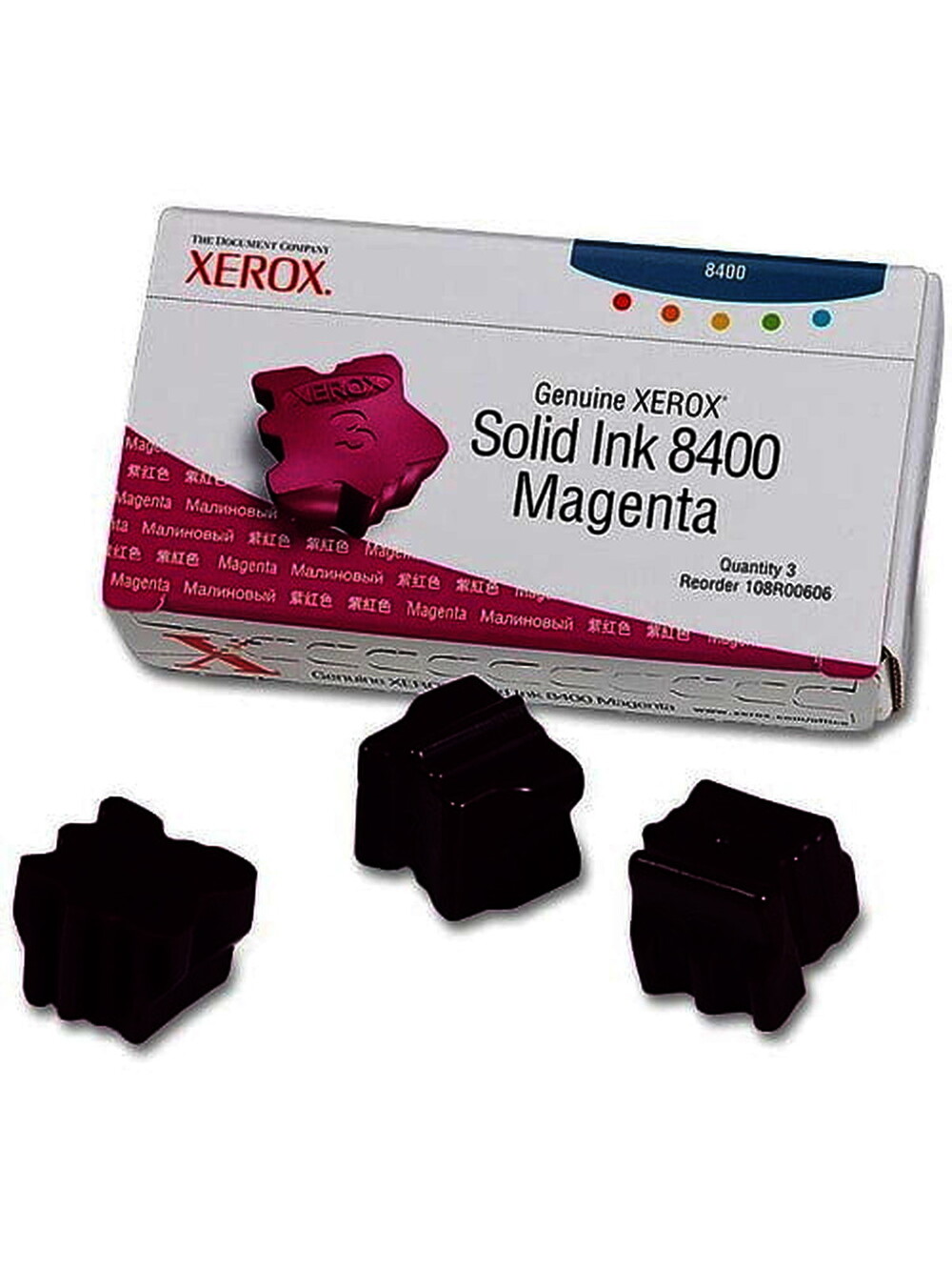 Xerox 108R00606 Solid Ink Stick, 1,133 Page-Yield, 3/Box, Magenta